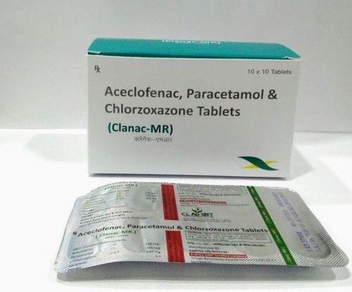 White Aceclofenac Paracetamol & Chlorzoxazone Tablets (Clanac-Mr)