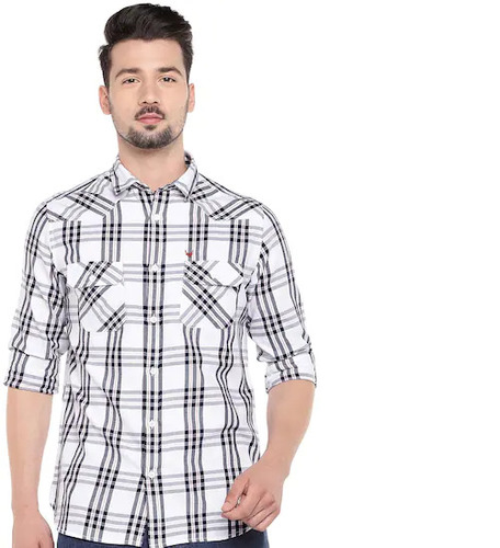 Casual Cotton Breathable Washable Checked Summer Full Sleeves Cutaway Shirt  Age Group: 20-33