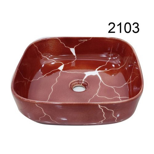 Red Square Ceramic Table Top Wash Basin - Color: Any Color