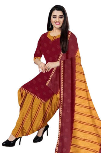 Casual Wear Regular Fit 3/4th Sleeves Round Neck Printed Readymade Salwar Suits for Ladies