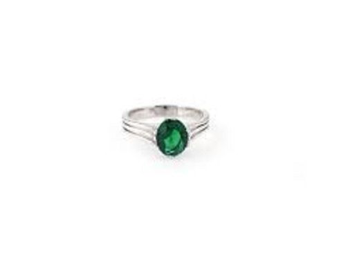 4 Inch Silver Ring With Green Stone For Women