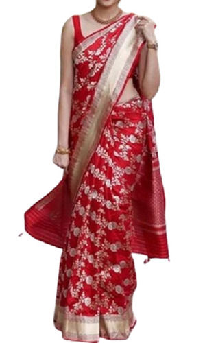 Ladies Bridal Wear Zari Woven Jacquard Banarasi Silk Saree With Unstitched Blouse 