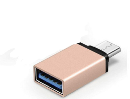 Metal Body Rectangular Lightweight And Durable Type C USB OTG Adapter - Aluminum And Plastic, Black And Peach Color, Bar Design, Reliable Charging And Data Sync