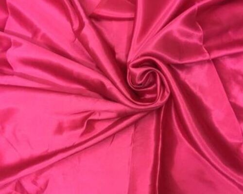 46 Inch 150 Gsm Bright Shine Washable Polyester Silk Fabric - Pink, Soft Texture, Plain Pattern, 50d Yarn Count, Lightweight and Smooth Feel