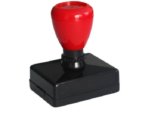 Light Weight T Shaped Pre Inked ABS Plastic Stamping, 7x7 cm 20g - Red & Black, Opaque Waterproof Ink, 2mm Thick, Crisp Impressions for Various Materials