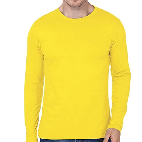 Mens Breathable And Comfortable Full Sleeves O-Neck Plain Cotton T-Shirt