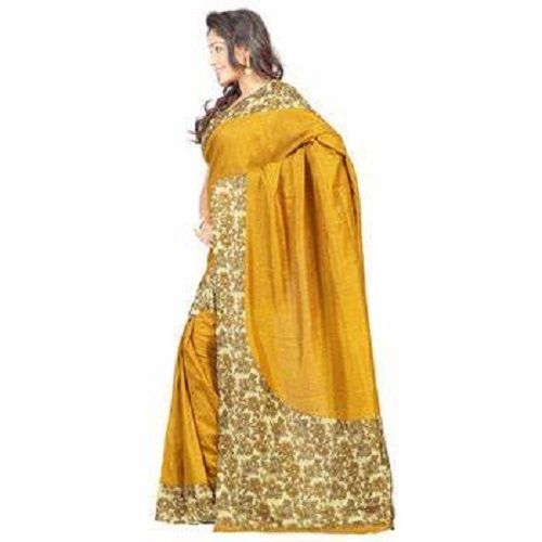 Yellow Printed Beautiful Designer Pure Georgette Saree