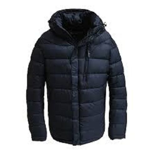 Black Detachable Hooded Zip Closure Puffer Mens Jacket