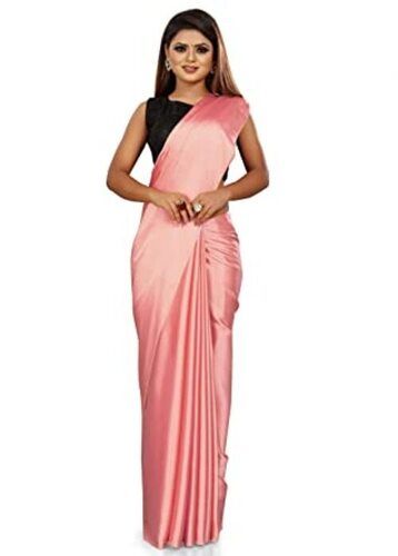 Party Wear Washable And Combatable Plain Silk Saree For Ladies 