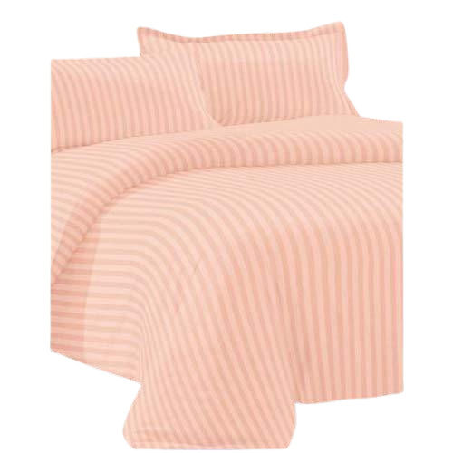 Comfortable And Washable Pink Satin Strips Double Bed Sheet