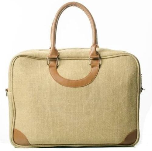 हल्का और धोने योग्य ज़िपर क्लोज़र प्लेन जूट लैपटॉप बैग, 13x16x5 इंच