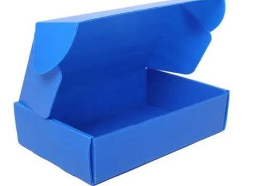 Blue 63.5X33X27.9 Cm 3.5 Mm Thick Lightweight And Durable Corrugated Polypropylene Plastic Box