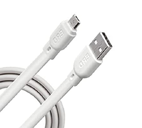 Rubber Body Fast Charging USB Mobile Cable - 1.2m Length 2.4A Power White Color Supports Data Transmission