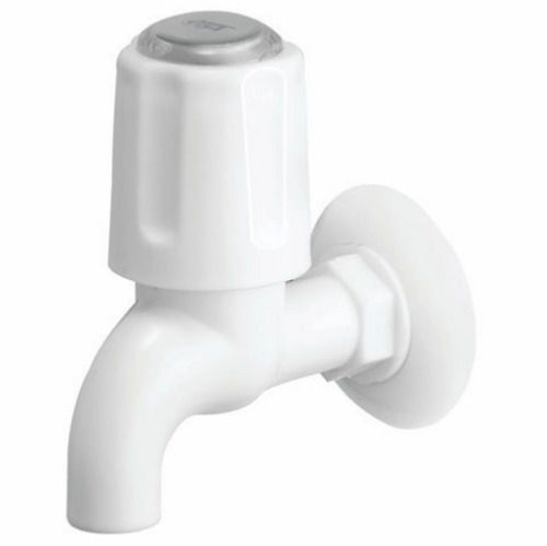 Glossy Finished Wall Mounted Poly Vinyl Chloride Plastic Water Tap, 5.5 Inches 