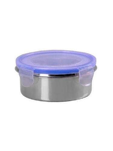Rust Proof Stainless Steel And Pvc Plastic Lightweight Round Lunch Box, 300ml 