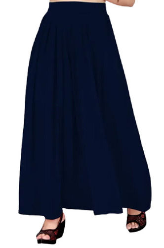 Washable And Comfortable Daily Wear Navy Blue Plain Rayon Long Skirt For Ladies