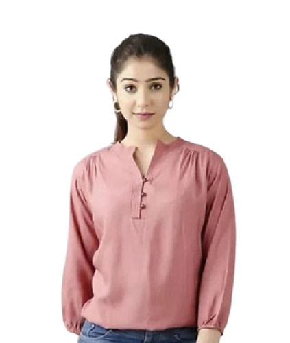 Washable Type and Full Sleeves Party Wear Plain Rayon Fabric Top