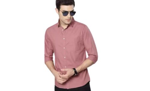Ballerina Full Sleeves 100 Percent Cotton Breathable Plain Shirt For Men - 15 Inch Sleeves, Ballerina Pink, Cool Dry & Quick Dry Features