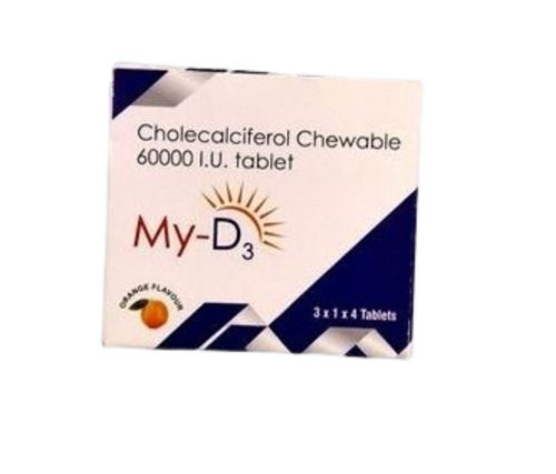 Cholecalciferol च्यूएबल टैबलेट, 3 X 1 X 4 टैबलेट का पैक कूल और ड्राई प्लेस 