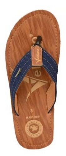 Blue Mens Flip-Flop Design Casual Wear Leather Slipper