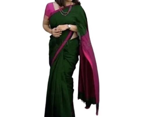 100 Percent Breathable Casual Wear Skin Friendly Plain Handloom Cotton Saree