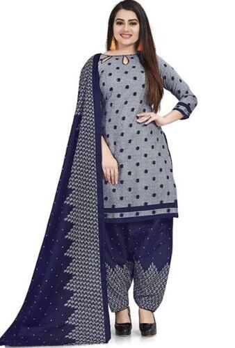 Multicolour 3/4 Th Sleeves Casual Wear Printed Soft Cotton Salwar Suit With Duppata