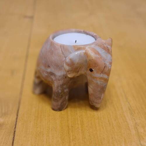 Strong Table Top Marble Elephant Tea Light Holder Without Candles