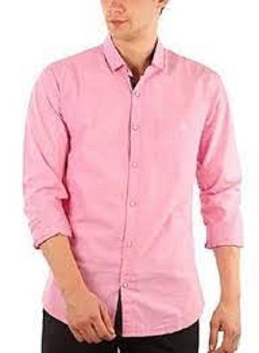 Washable Long Sleeves Office Wear Plain Pink Cotton Shirts For Mens Age Group: All Sizes