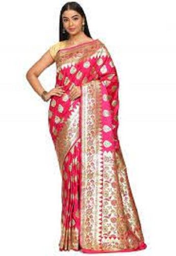 Winter Soft And Shinny Embroidered Cotton Silk Banarsi Saree For Party Wear