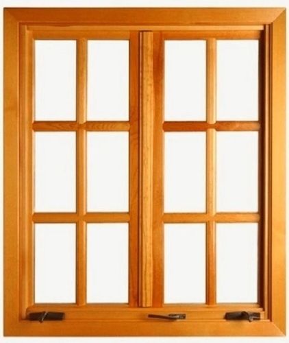 Green 4 X 4 Feet Size Rectangular Teak Wood Double Door Plain Wooden Window