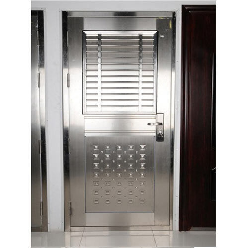 High Security Low Maintenance Elegant Look Silver Stainless Steel Doors Application: Industrial