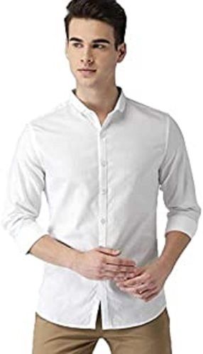 Men Skin Friendly Comfortable Stylish White Plain Full Sleeves Casual Shirts