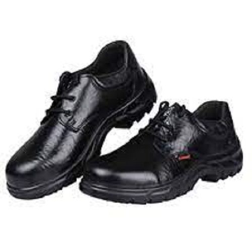 Heat Resistant Black Leather Industrial Safety Shoes With Lace Up Insole Material: Rubber