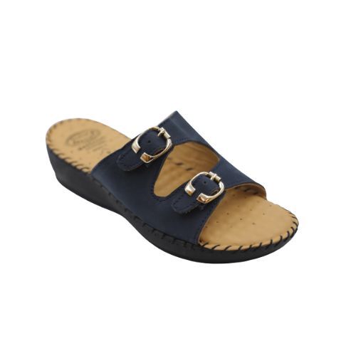 Extra Soft Medicated Ladies Leather Sandal Drl 01 / Blue 38
