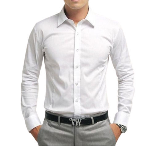 Mens White Full Sleeves Plain Shirts