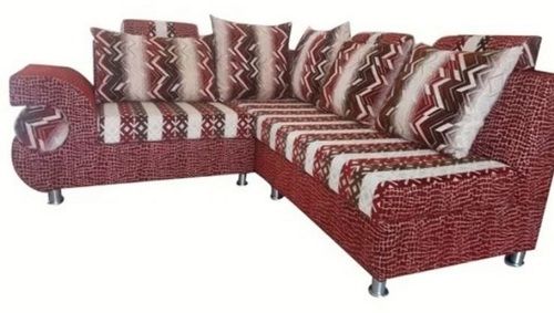 Silver Modern Indian Style Cotton Fabric L Shaped Sofa With 152.4 X 213 X 91.4 Centimeter Size