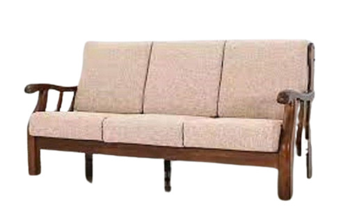 Stylish Wooden Sofa - Rectangular 3 Seater in Cream Color | Solid Teak Wood Termite Resistant Eco-Friendly Handmade Portable Indoor Living Room Furniture