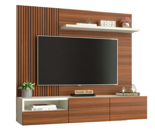Wall Mounted Polished Finish And Rectangular Shape Teak Wood TV Cabinets