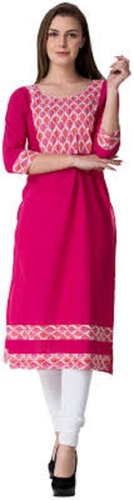 सुंदर स्टाइलिश सॉफ्ट और आरामदायक कॉटन सिल्क एम्ब्रॉयडरी की हुई पिंक कुर्ती डेकोरेशन मटीरियल: पेंट