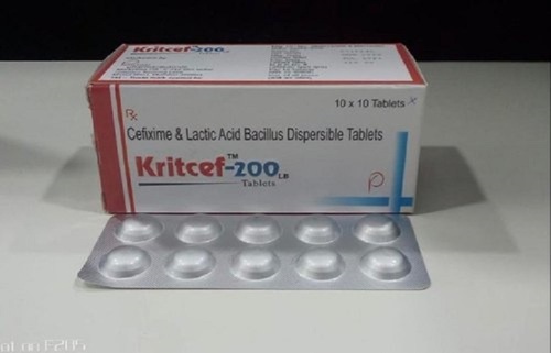 Kritcef Cefixime और लैक्टिक एसिड बेसिलस डिस्पर्सिबल टैबलेट, 10 X 10 टैबलेट