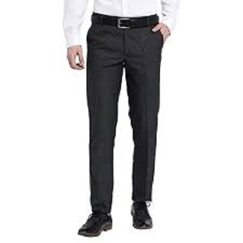 Men Slim Fit Ankle-Length Cotton Formal Pants - Black, Breathable Fabric, Three Pocket Design, Ideal for Summer and Winter Wear