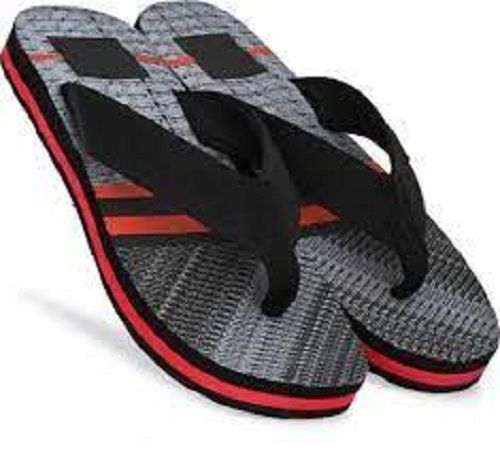 Black Red Flip Flop Flat Solid Rubber Slippers