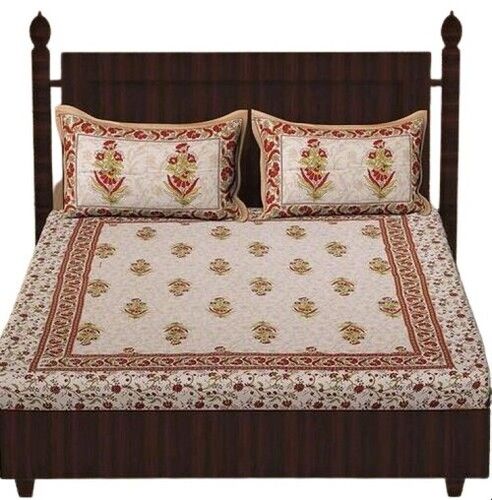 Multicolor Printed Cotton Double Bed Sheet