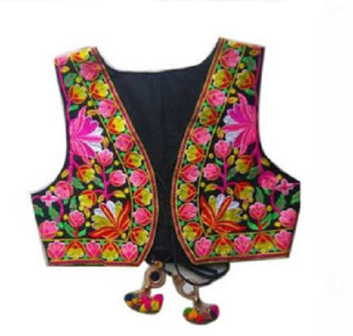 Regular Fit Sleeveless Cotton Rajasthani Art Hand Embroidered Casual Jacket