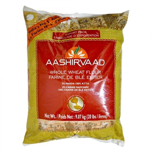Aashirvaad 100% Pure Whole Wheat Flour - 9.07Kg Plastic Bag | Premium Quality, Nutrient-Enriched, Healthy, Hygienically Processed, Ideal for Cooking