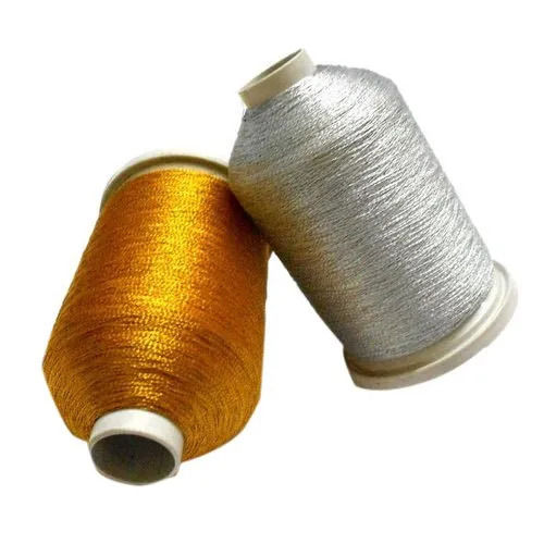 Glossy Effects Light Weight Long Durable Golden And Silver Polyester Metallic Yarn