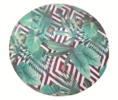 8 Inch 4.5 MM Thick Digital Leaf Printed Round Wooden Cake Stand