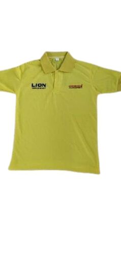 Yellow Polo Neck Short Sleeves Plain Cotton Corporate T-Shirt For Men