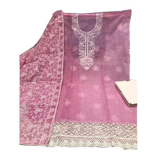 Women Elegant Look Stylish And Beautiful Light Pink Fancy Unstitched Suits