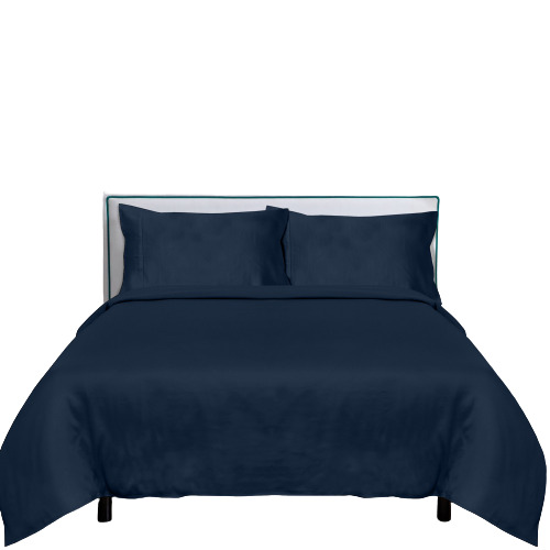 Blue Pure Cotton 100% Plain King Size Double Bedsheet With Two Matching Pillow Cover
